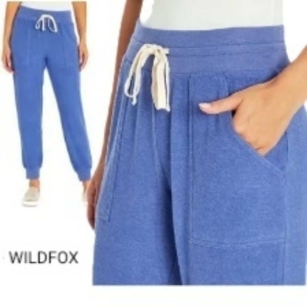 NWT Wildfox $98 Wmn L Super Soft Periwinkle Jogger - Picture 1 of 9